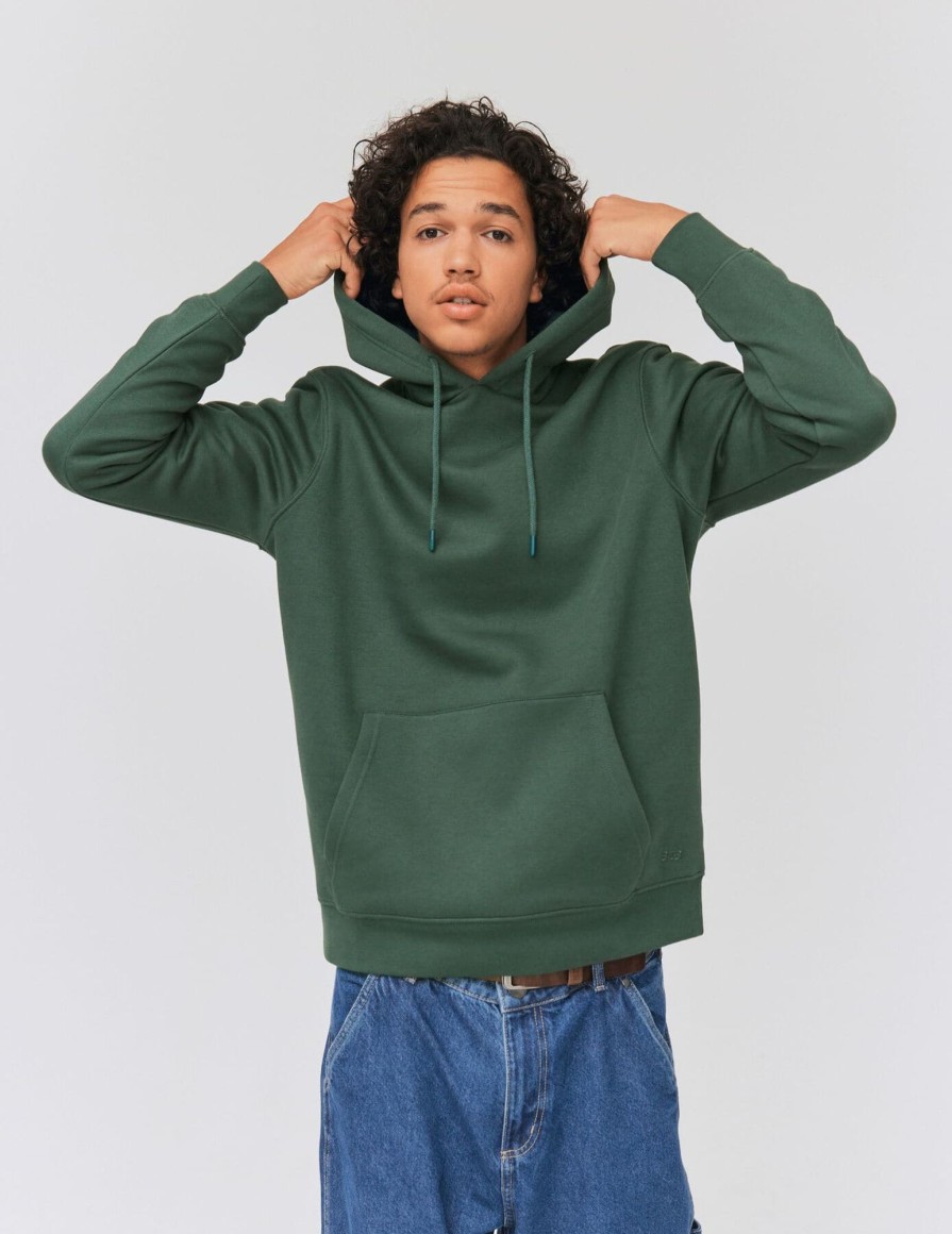 Homme BZB Sweat | Sweat A Capuche Basique Vert