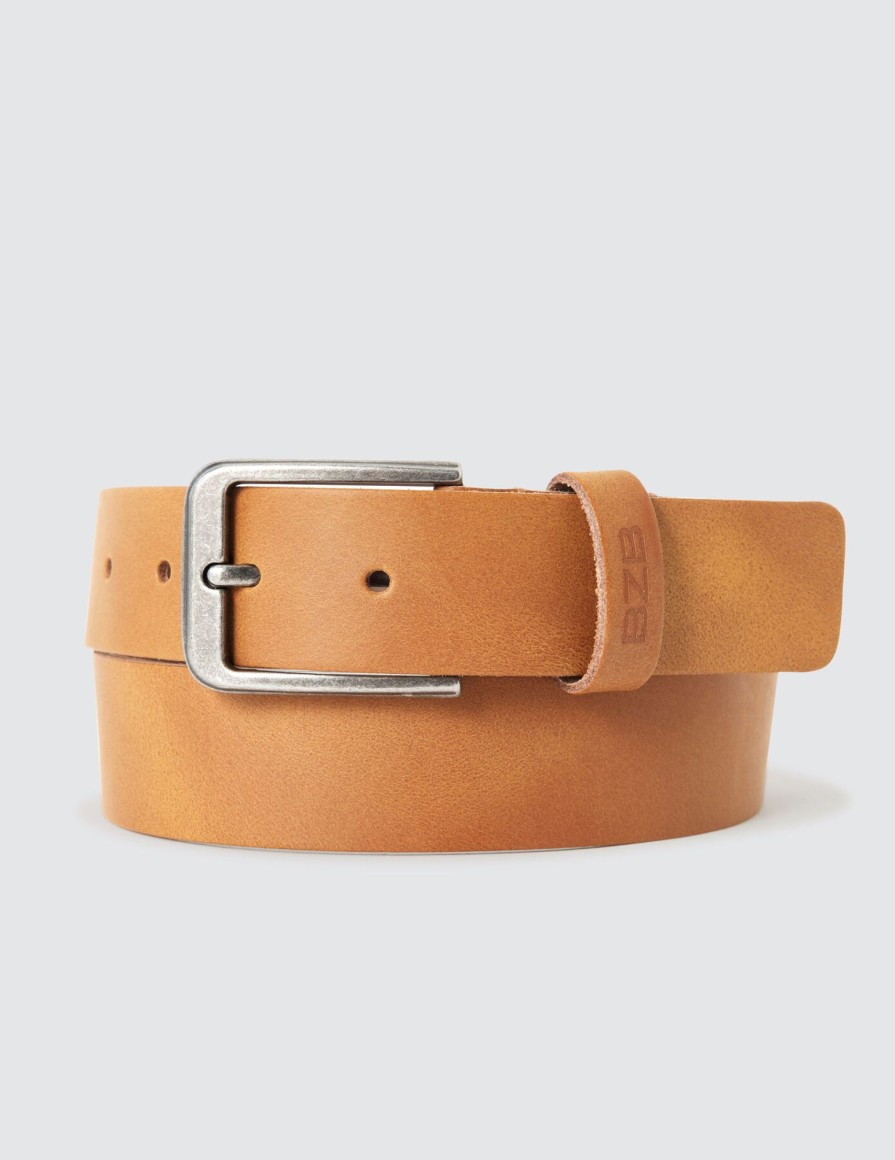 Homme BZB Ceinture | Ceinture A Boucle En Cuir Camel