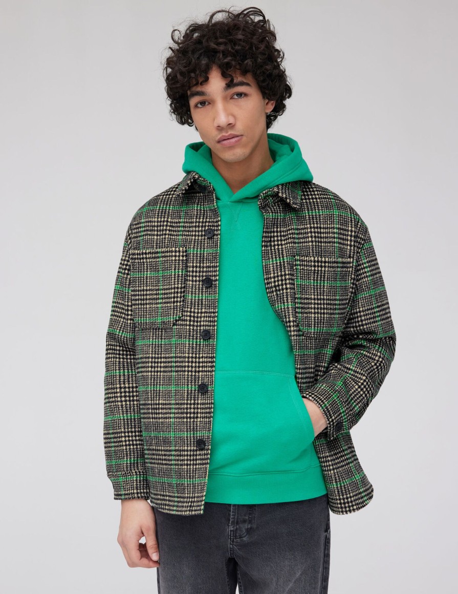 Homme BZB Veste & Blouson | Veste Surchemise A Carreaux Vert