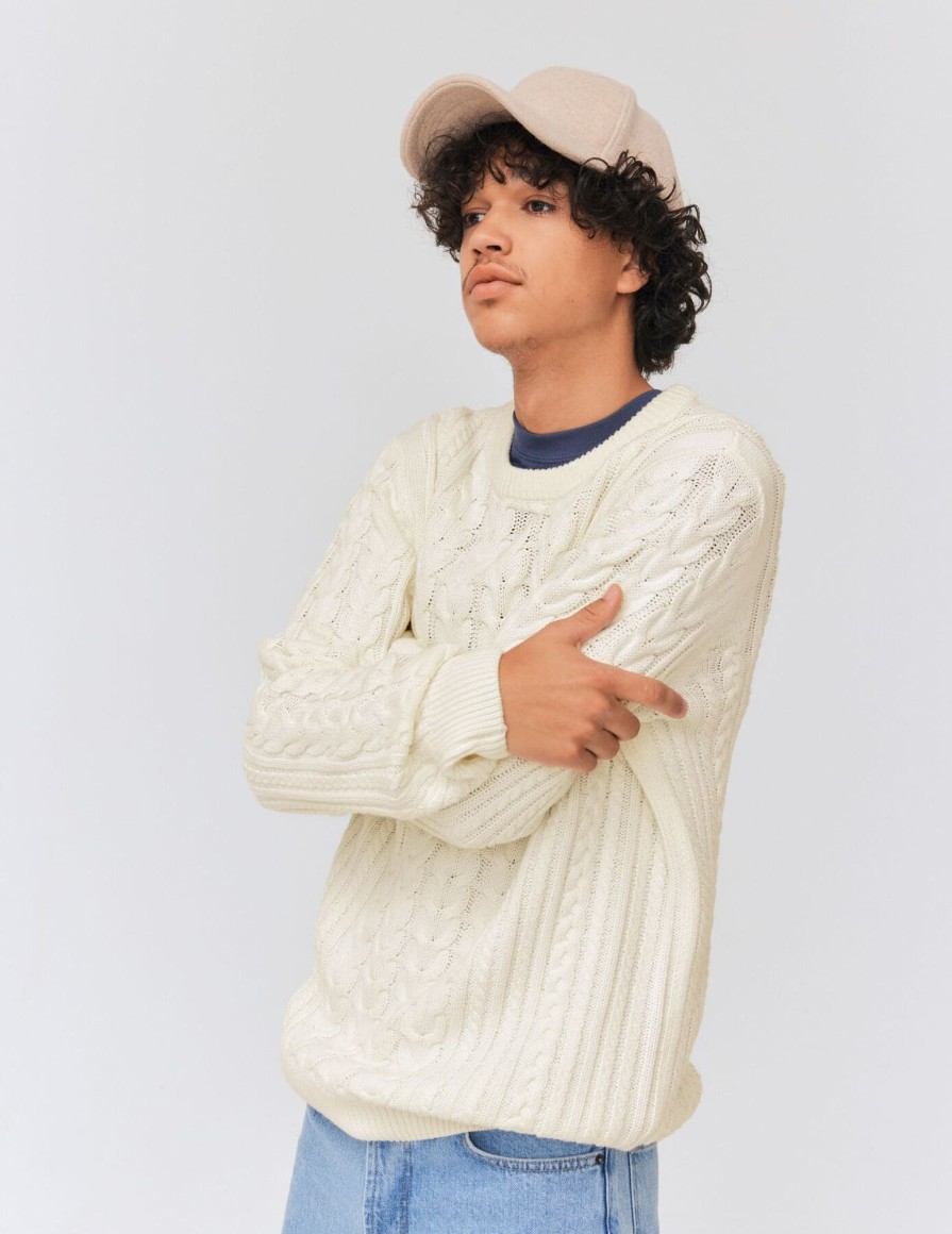 Homme BZB Pull | Pull Torsades Blanc