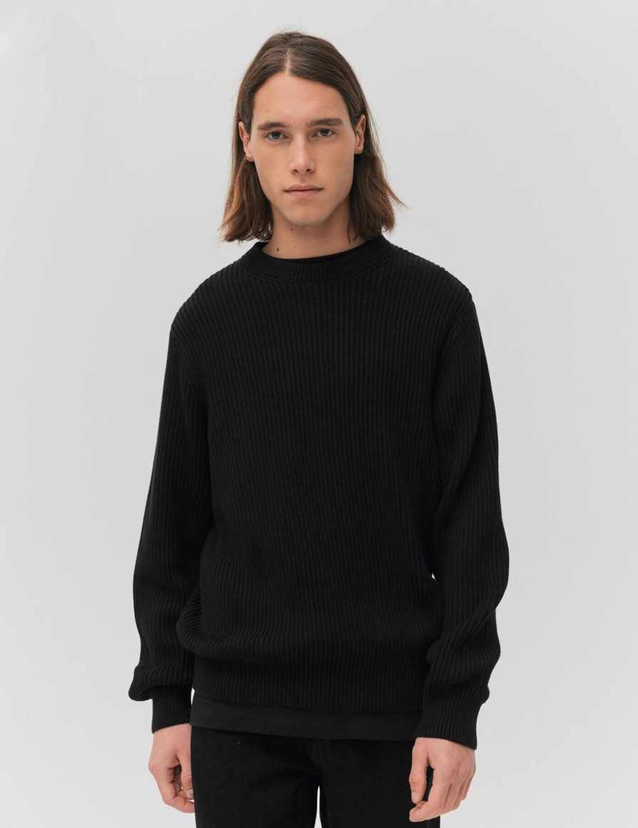 Homme BZB Pull | Pull Oversized Col Rond Noir