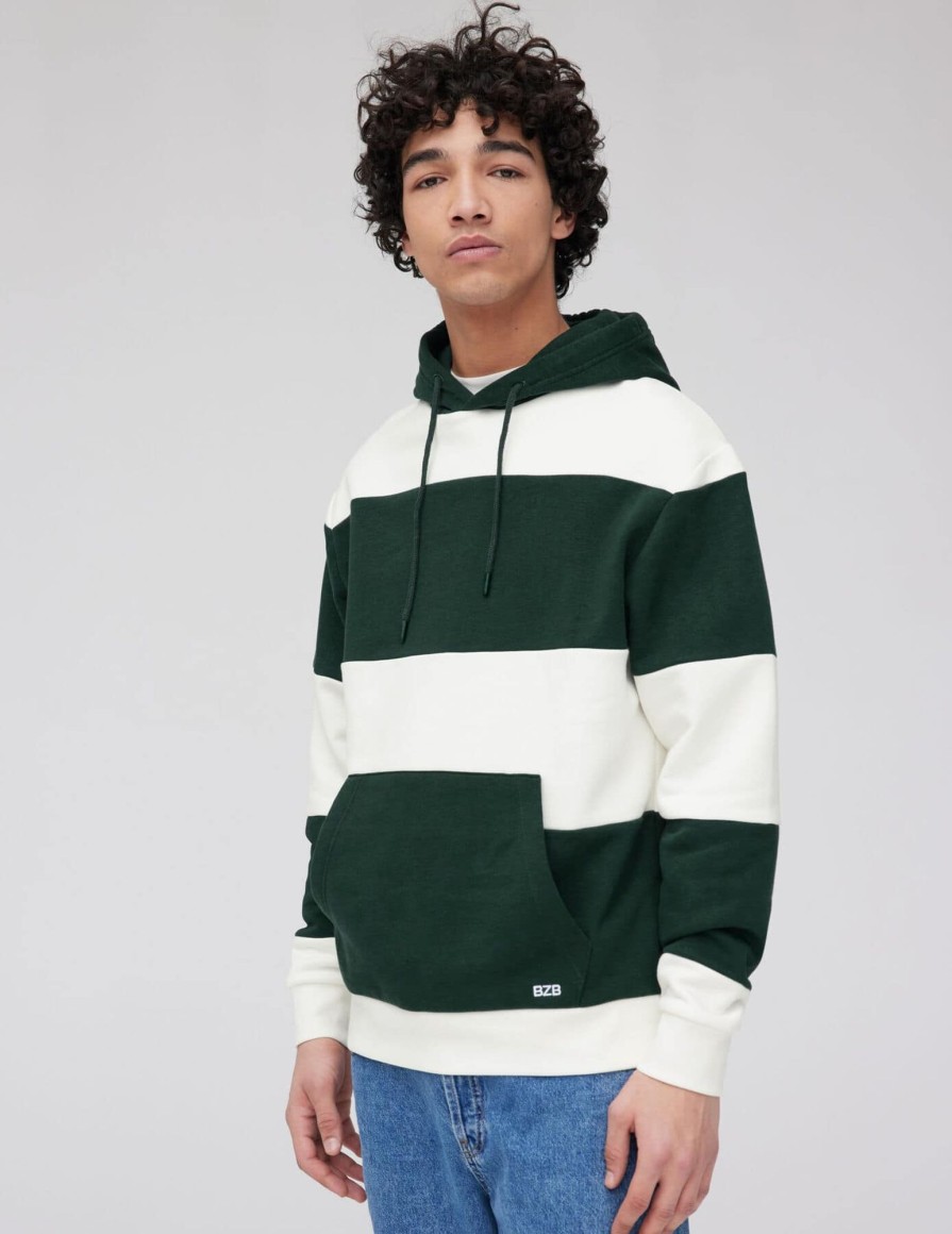 Homme BZB Sweat | Sweatshirt Maxi Rayures Vert