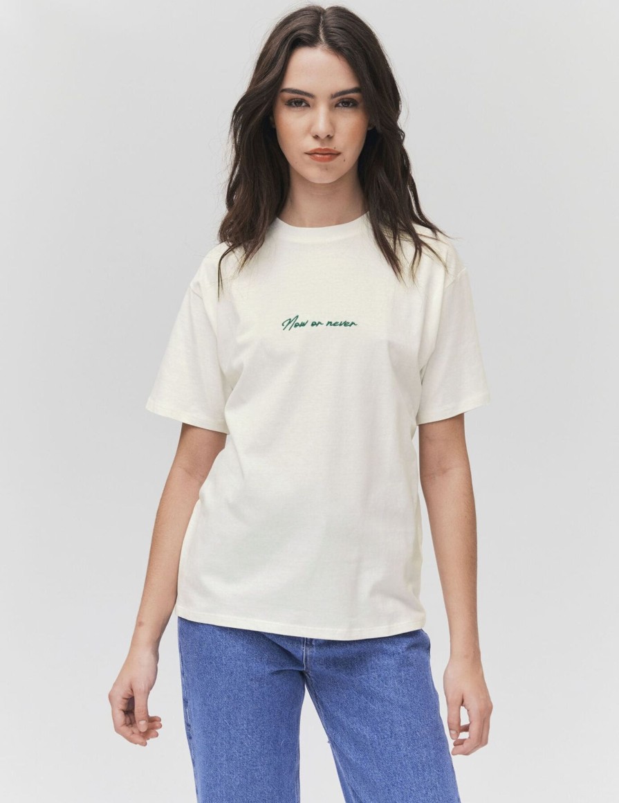 Femme BZB Tee-Shirt & Polo | T-Shirt Brode Now Or Never Blanc