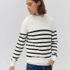 Homme BZB Pull | Pull Mariniere Blanc