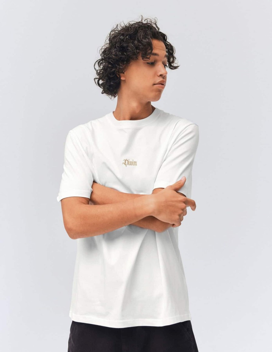 Homme BZB Tee-Shirt | T-Shirt Loose Brode Blanc