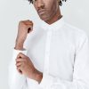 Homme BZB Chemise | Chemise En Popeline Coupe Ajustee Blanc Casse