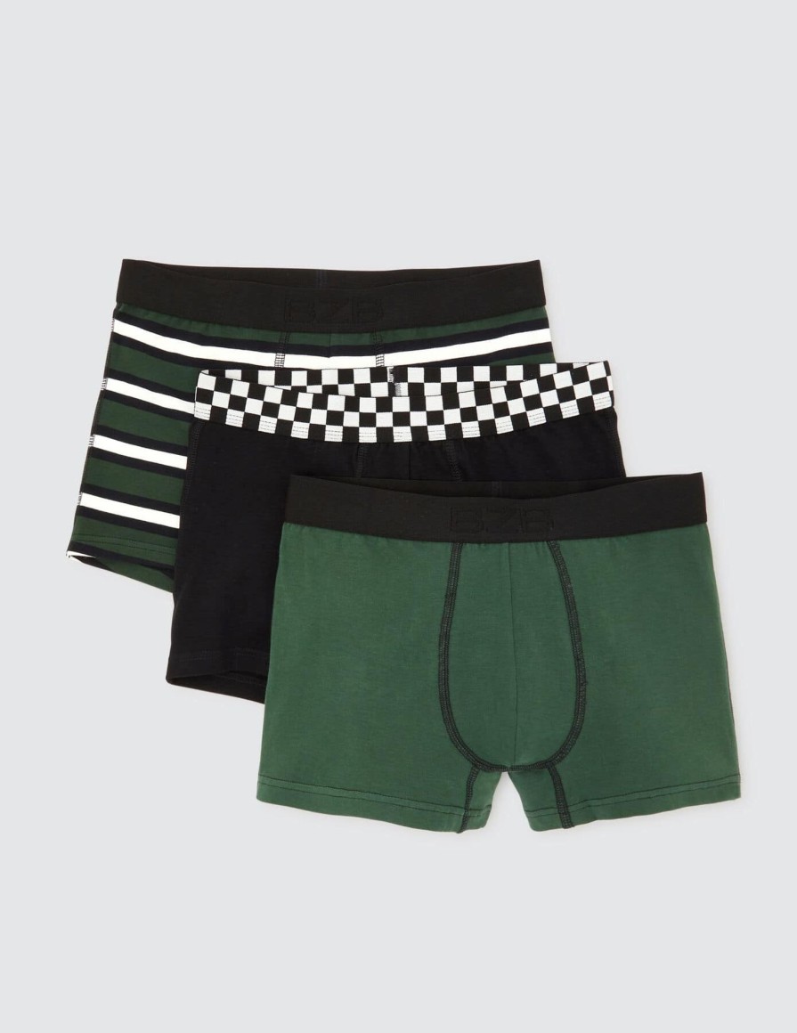 Homme BZB Sous-Vetements & Pyjama | Lot De 3 Boxers Fantaisie Vert Kaki