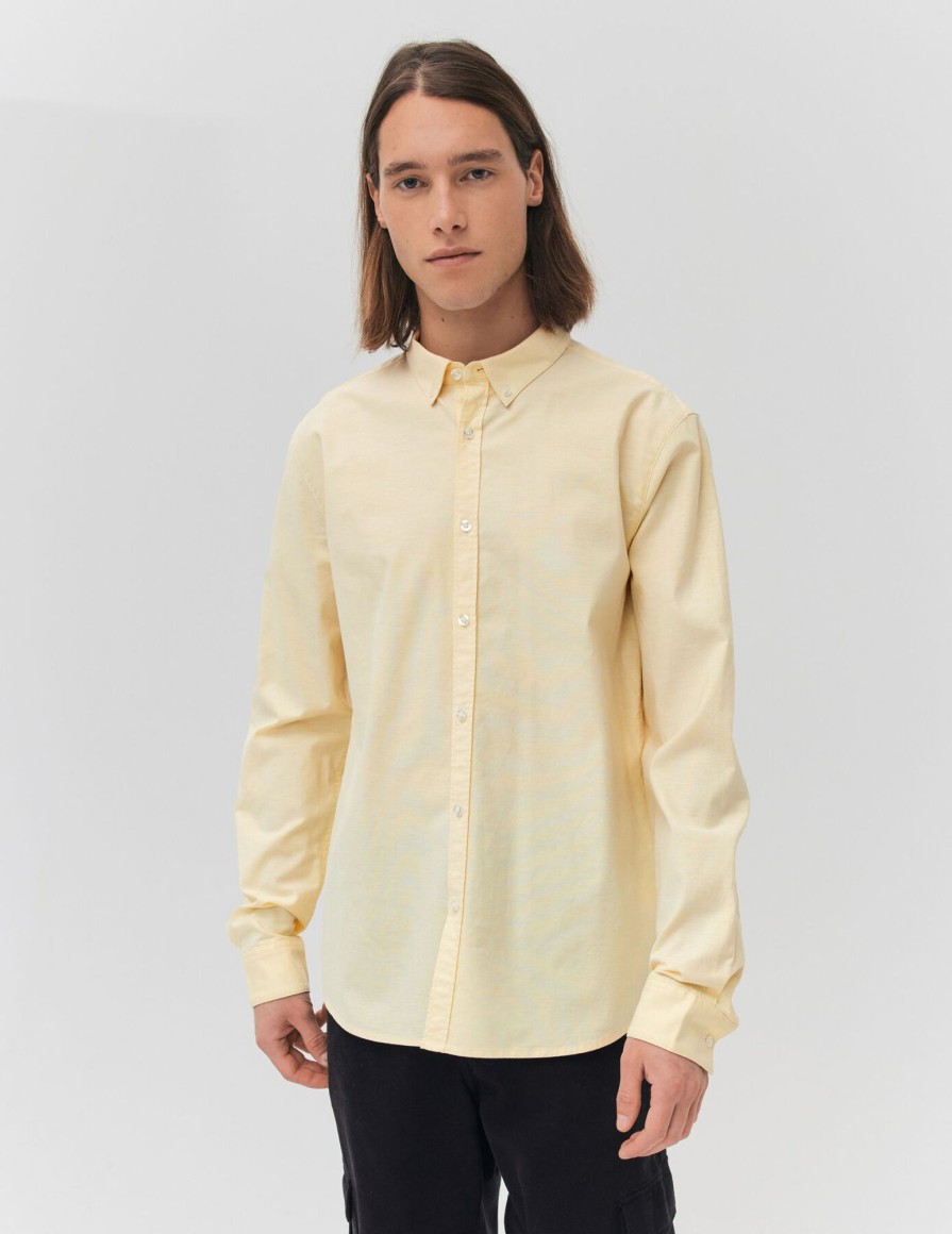 Homme BZB Chemise | Chemise Unie Ajustee Jaune