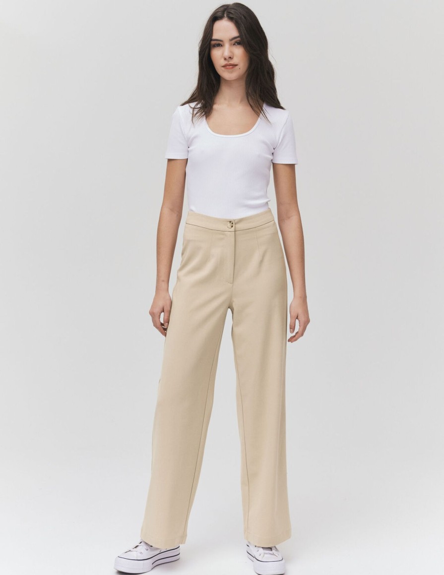 Femme BZB Pantalon | Pantalon Tailleur Beige