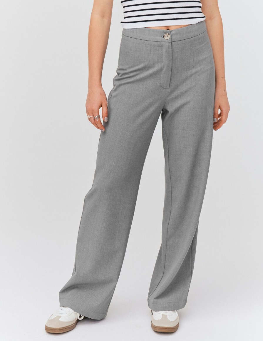 Femme BZB Pantalon | Pantalon Tailleur Gris Clair