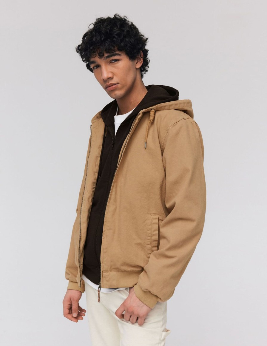 Homme BZB Veste & Blouson | Blouson A Capuche Canvas Beige