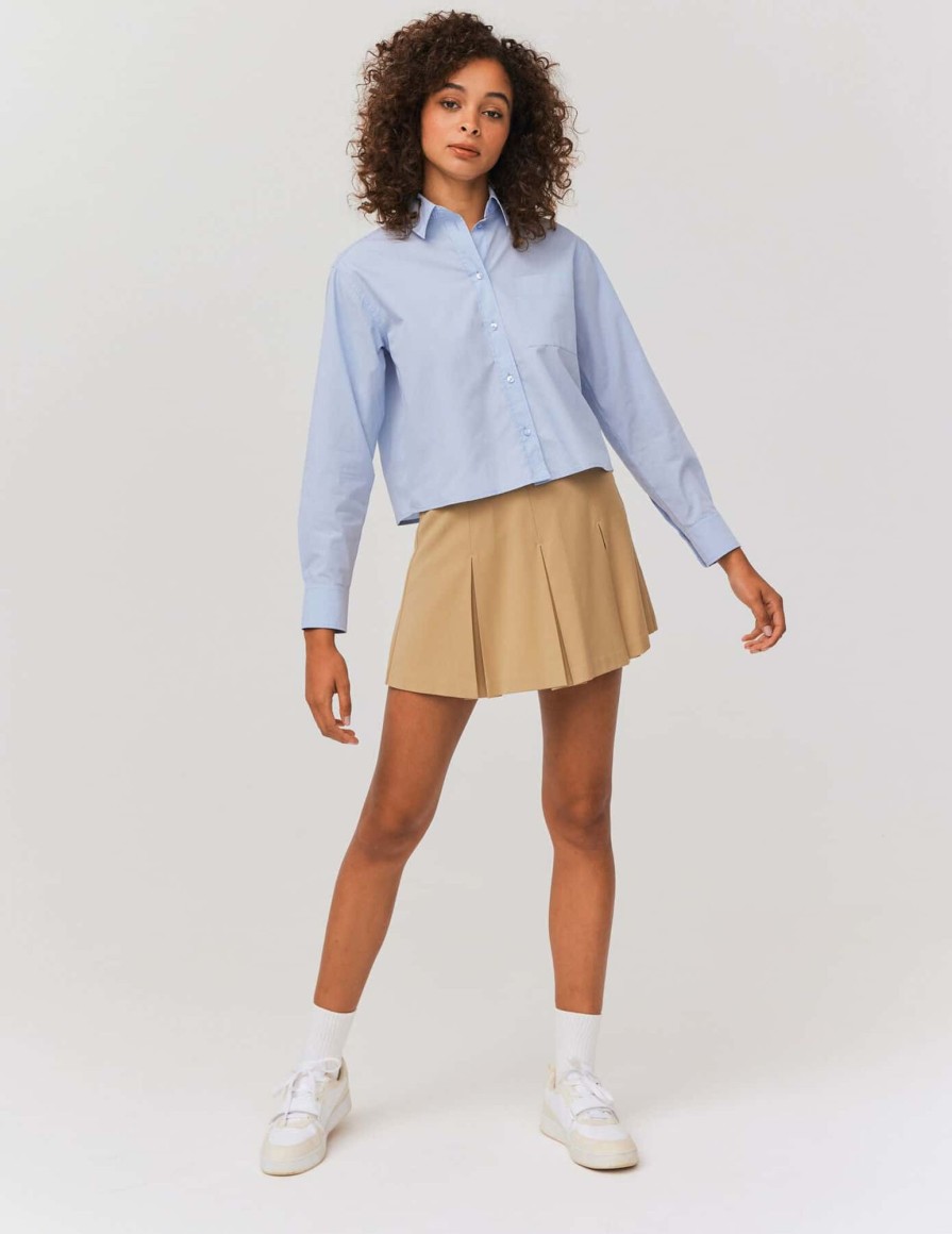 Femme BZB Jupe | Jupe Short A Plis Plats Marron