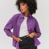 Femme BZB Chemise & Blouse | Chemise Unie En Popeline Violet