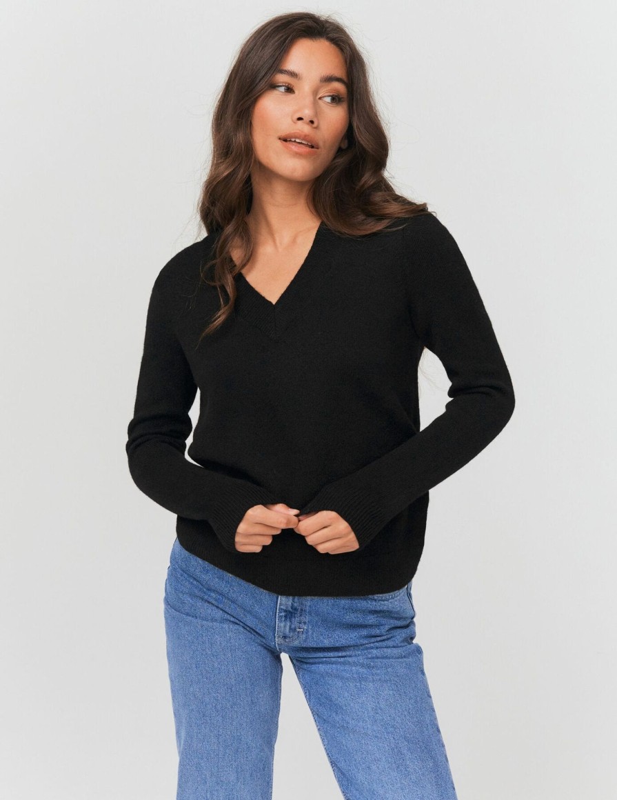 Femme BZB Pull | Pull Col V Uni Noir