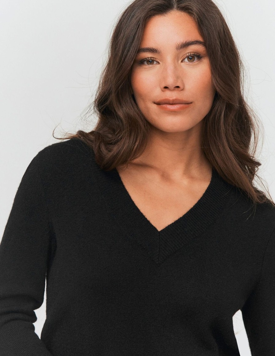 Femme BZB Pull | Pull Col V Uni Noir