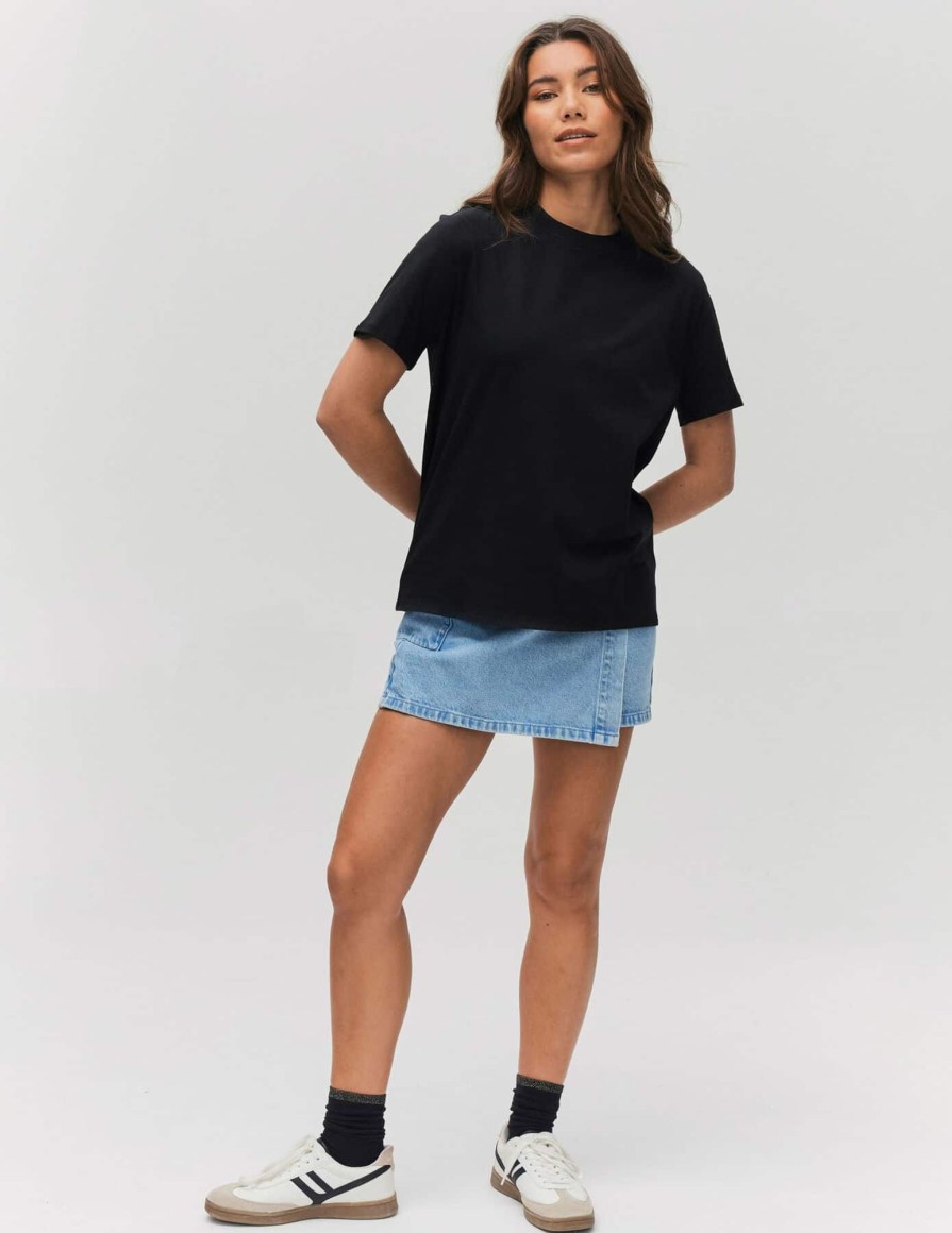 Femme BZB Tee-Shirt & Polo | T-Shirt Basique Uni Noir