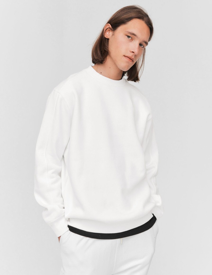 Homme BZB Sweat | Sweat Col Rond Basique Blanc