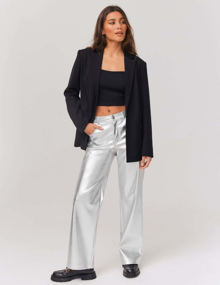 Femme BZB Pantalon | Pantalon Argente Gris Clair