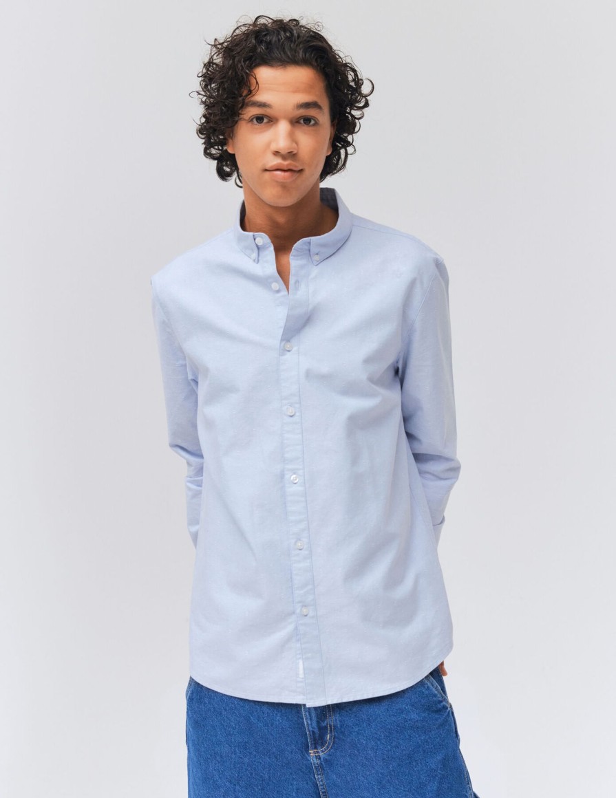 Homme BZB Chemise | Chemise Micro Motif Bleu