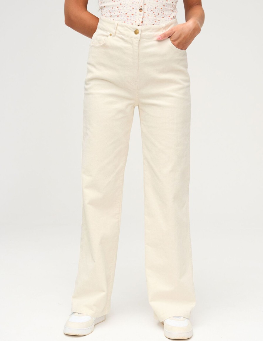 Femme BZB Pantalon | Pantalon Straight Velours Fin Naturel