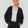 Femme BZB Sweat | Sweat Capuche Cropped Zippe Noir