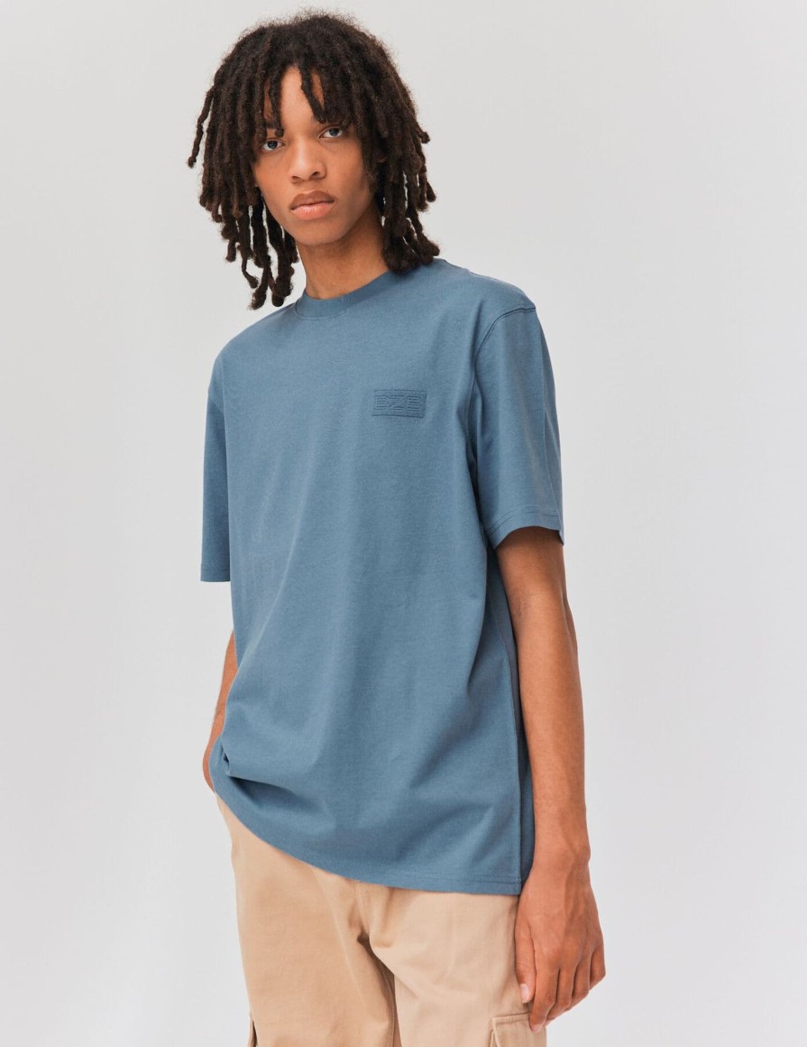 Homme BZB Tee-Shirt | T-Shirt Loose Brode Bzb Bleu