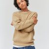 Homme BZB Pull | Pull Laine Esprit Patch - Oversize Beige