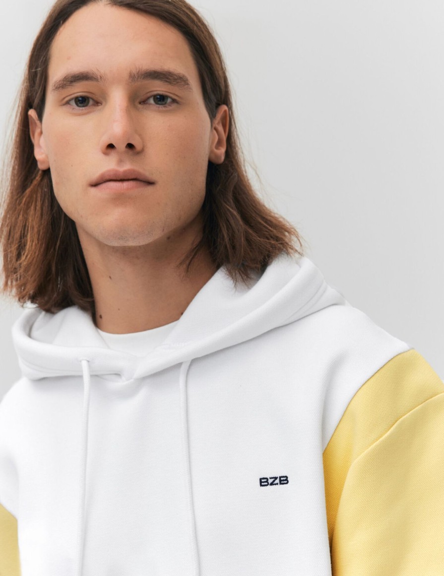 Homme BZB Sweat | Sweat A Capuche Colorblock Jaune