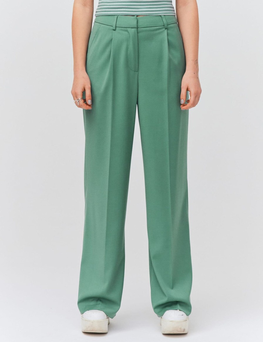 Femme BZB Pantalon | Pantalon Tailleur A Pinces Vert