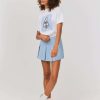 Femme BZB Jupe | Jupe Short A Plis Plats Bleu Clair