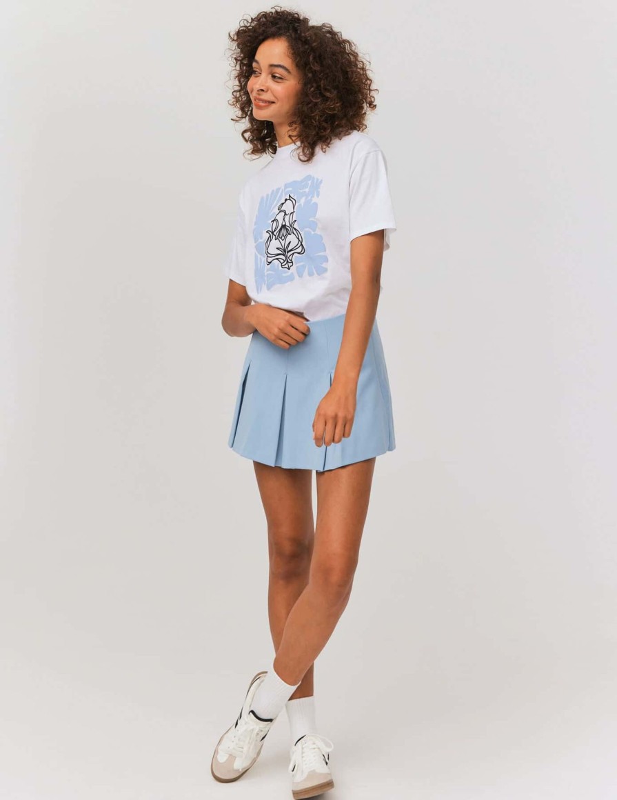 Femme BZB Jupe | Jupe Short A Plis Plats Bleu Clair