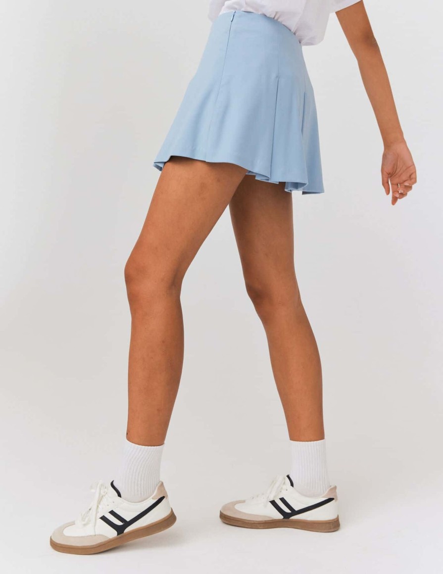 Femme BZB Jupe | Jupe Short A Plis Plats Bleu Clair