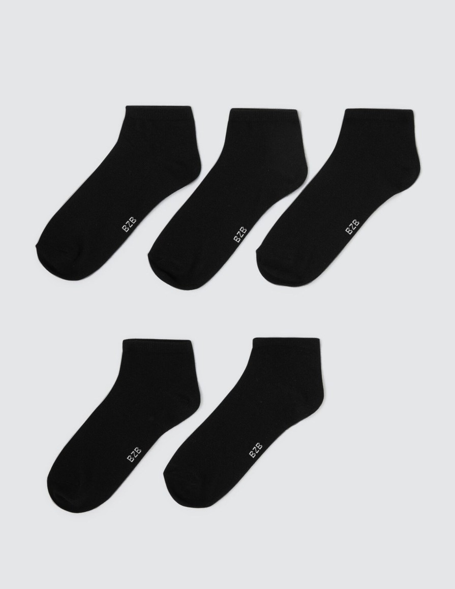 Homme BZB Chaussettes | Lot De 5 Paires Socquettes Basiques Noir