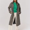 Femme BZB Manteau & Doudoune | Manteau En Laine A Carreaux Bleu Fonce