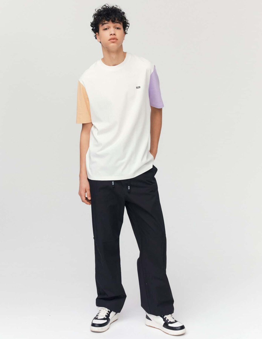 Homme BZB Tee-Shirt | T-Shirt Colorblock Blanc