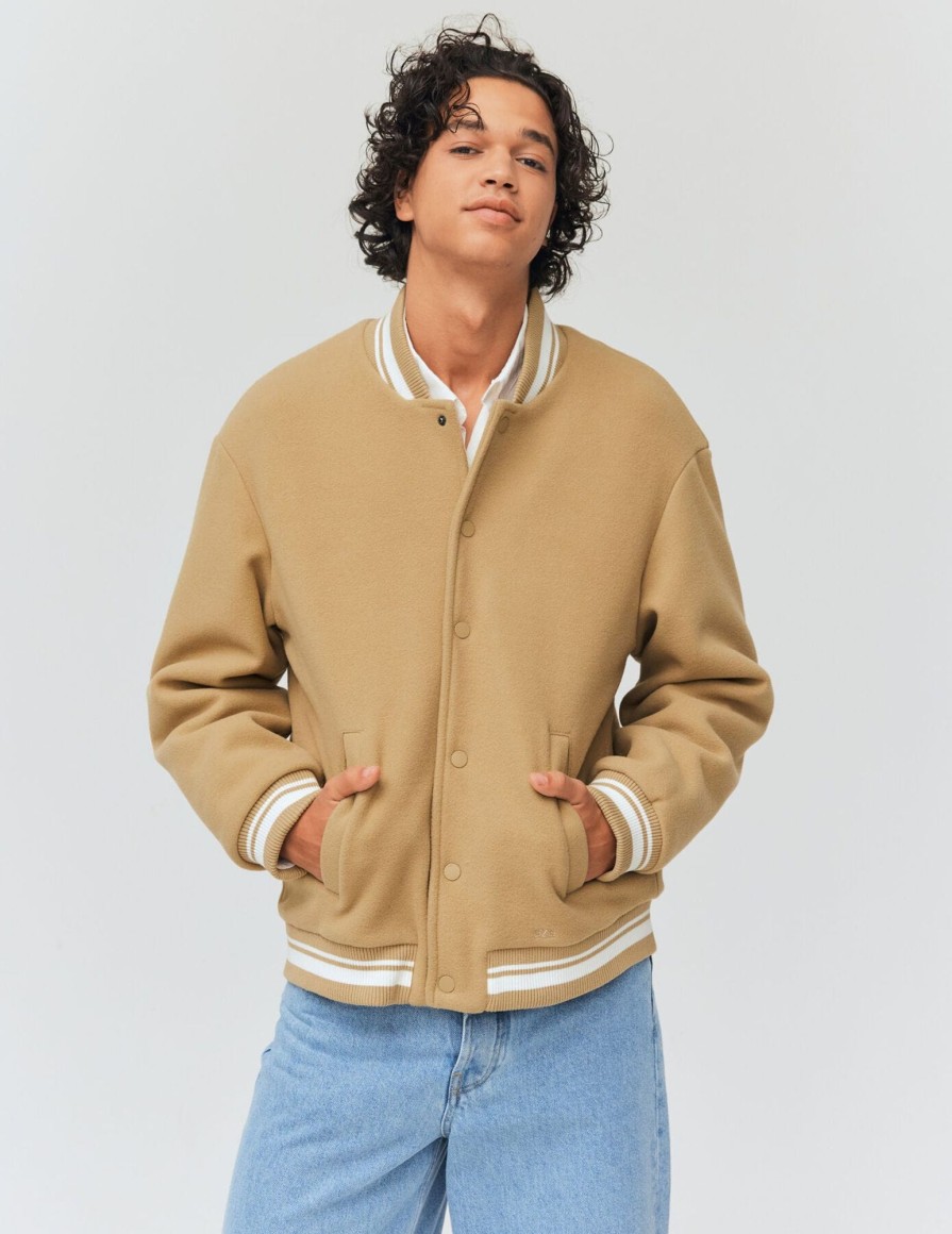 Homme BZB Veste & Blouson | Blouson Campus Lainage Beige