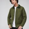 Homme BZB Veste & Blouson | Veste En Jean Col Velours Vert Kaki