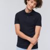 Homme BZB Tee-Shirt | Polo Uni Bleu Fonce