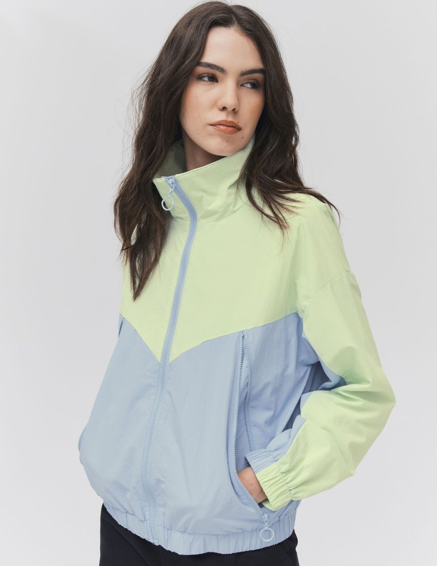 Femme BZB Veste & Blouson | Blouson Color Block Vert Clair