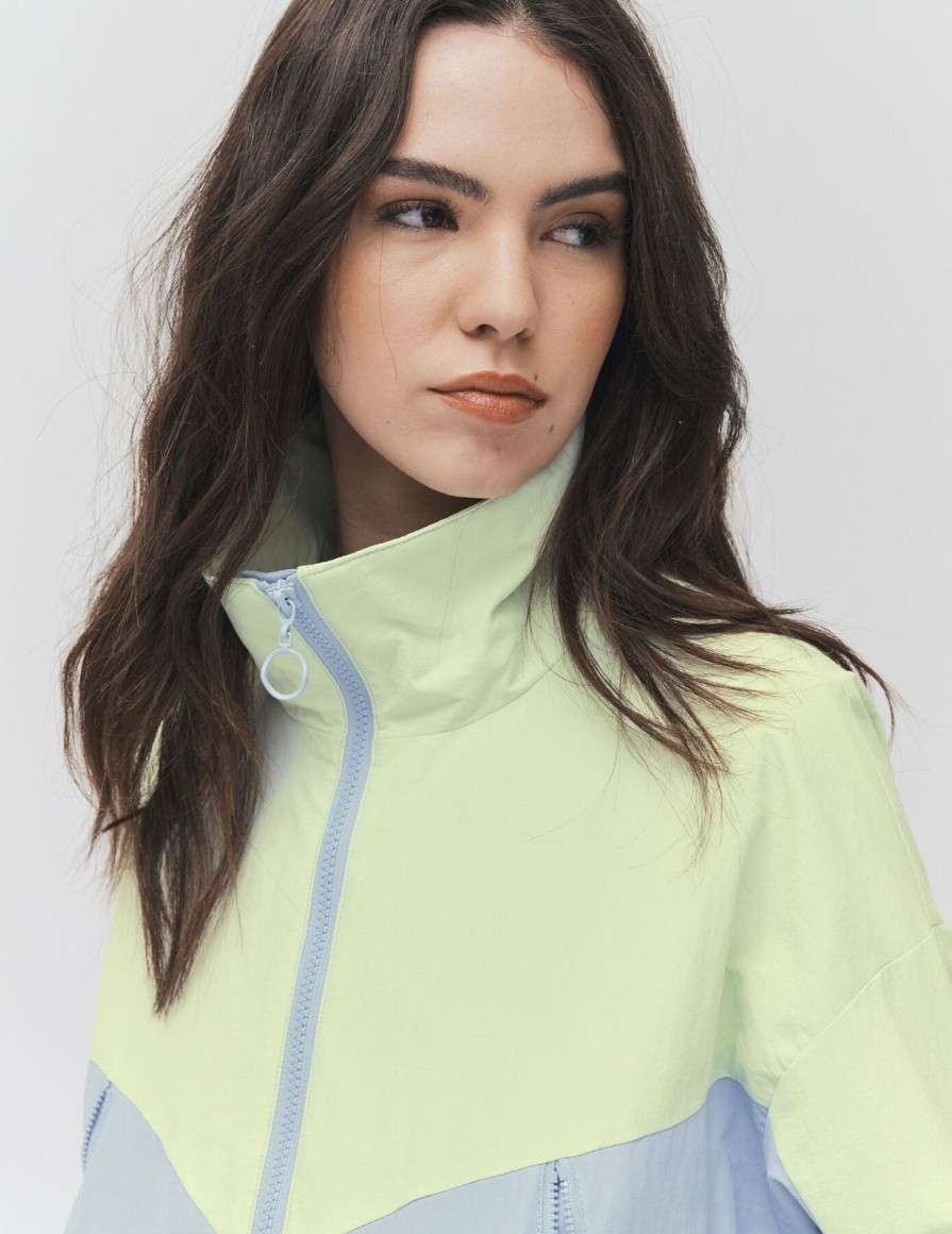 Femme BZB Veste & Blouson | Blouson Color Block Vert Clair