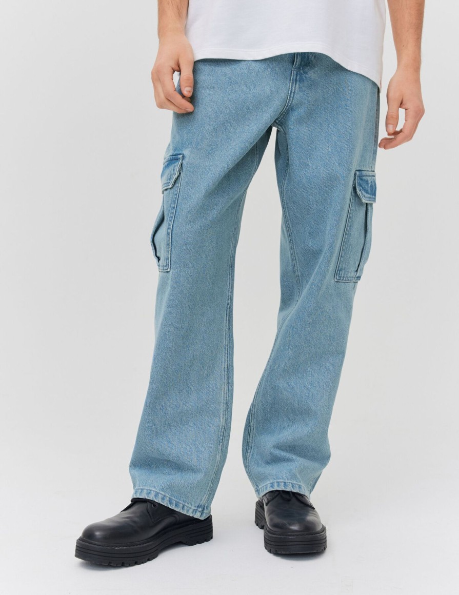 Homme BZB Jeans | Jean Cargo Stone Bleu Clair