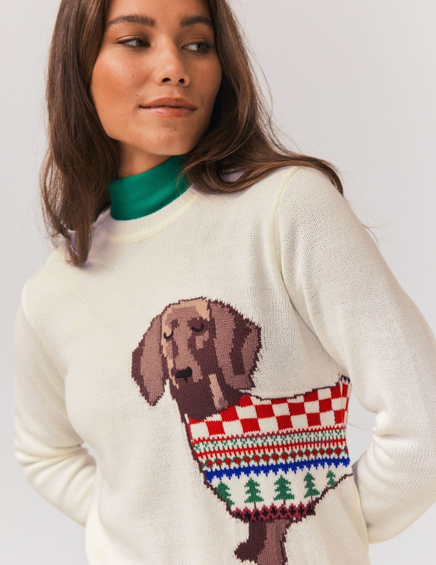 Femme BZB Pull | Pull De Noel Teckel Multicolore