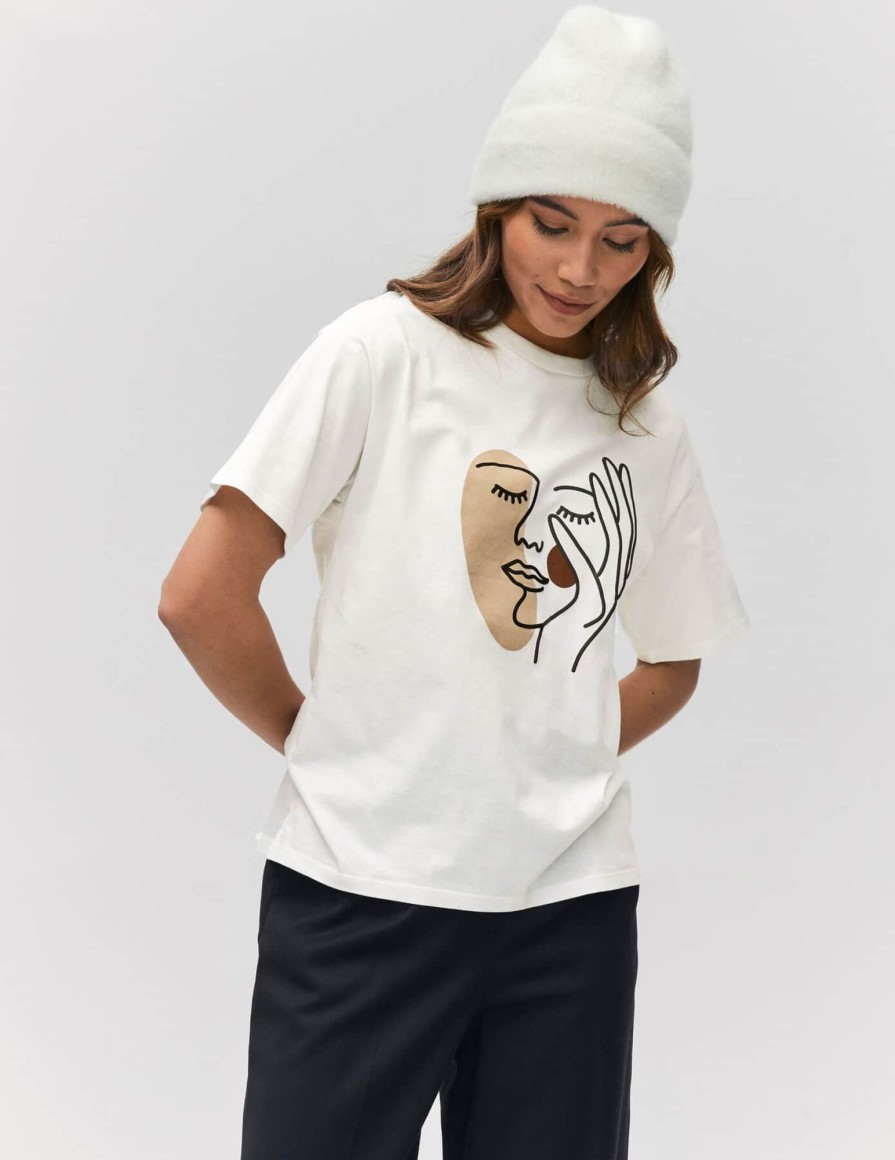 Femme BZB Tee-Shirt & Polo | T-Shirt Imprime Visage Blanc