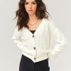 Femme BZB Gilet | Gilet Col V Uni Blanc