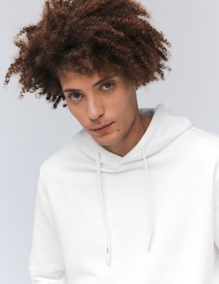 Homme BZB Sweat | Sweat A Capuche Blanc