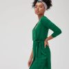 Femme BZB Robe | Robe Satin Portefeuille Vert