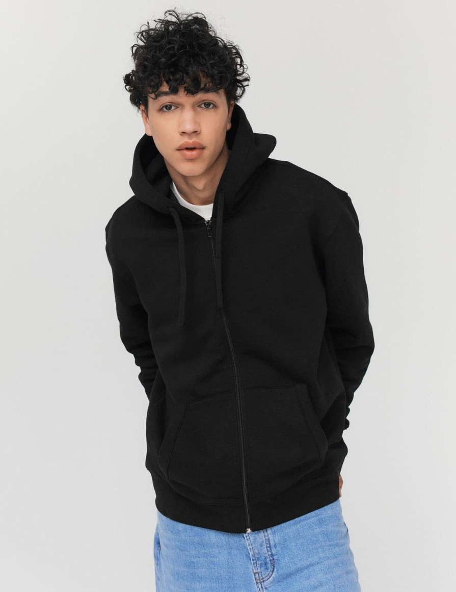 Homme BZB Sweat | Sweatshirt Zippe Basique Noir