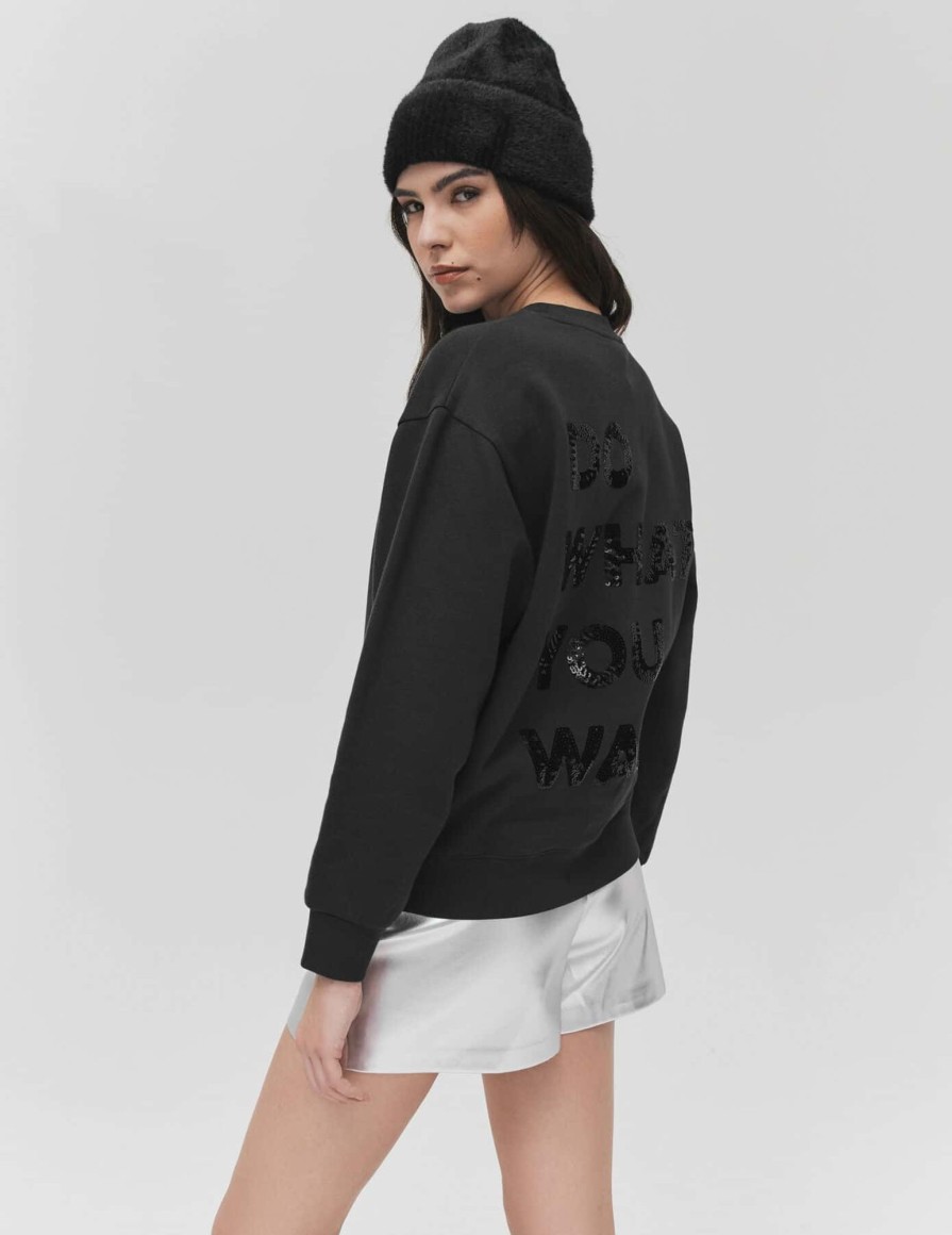 Femme BZB Sweat | Sweat Col Rond Sequins Noir