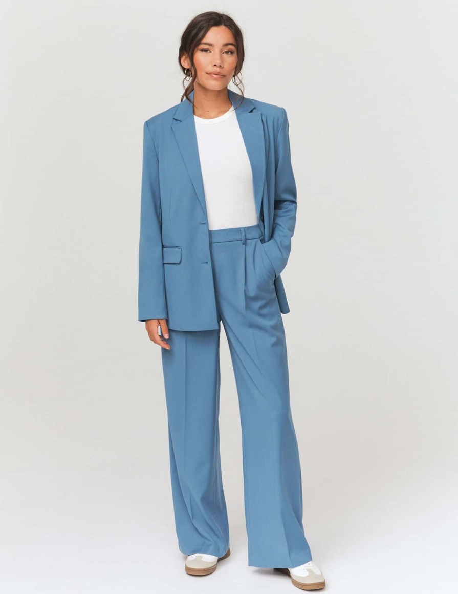 Femme BZB Pantalon | Pantalon Tailleur A Pinces Bleu