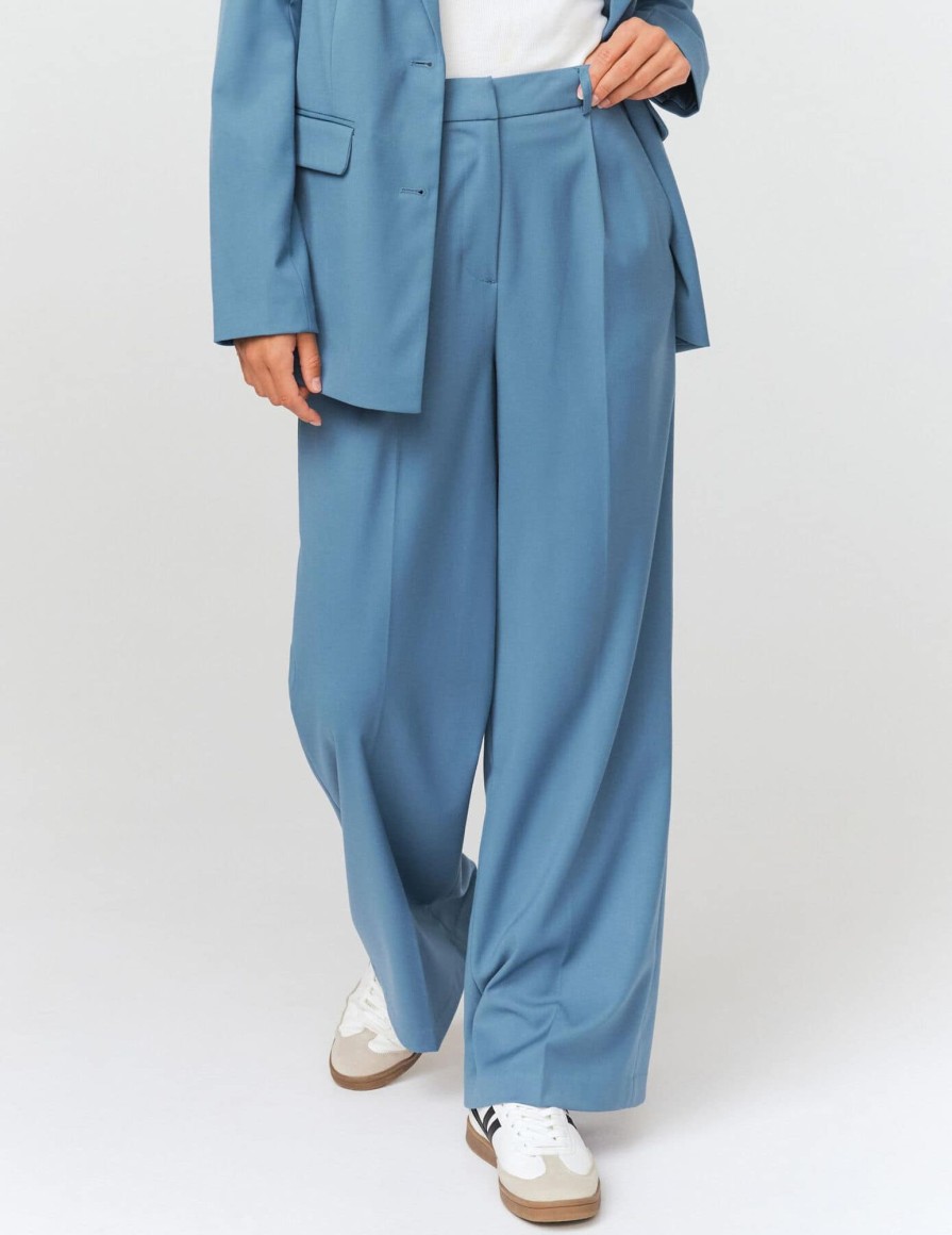 Femme BZB Pantalon | Pantalon Tailleur A Pinces Bleu